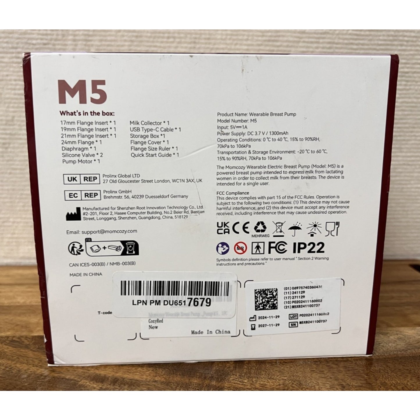 Momcozy M5 Smart APP Controlled Wearable Breast Pump NEW SEALED