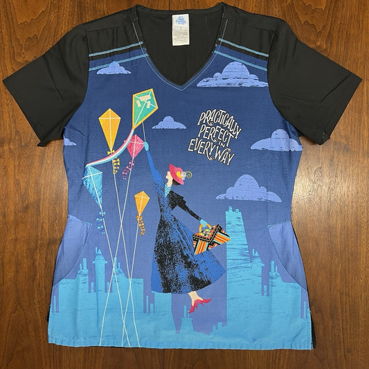 Disney Tooniforms Mary Poppins Returns Cherokee Scrubs (S) Womens TF608 Stretch