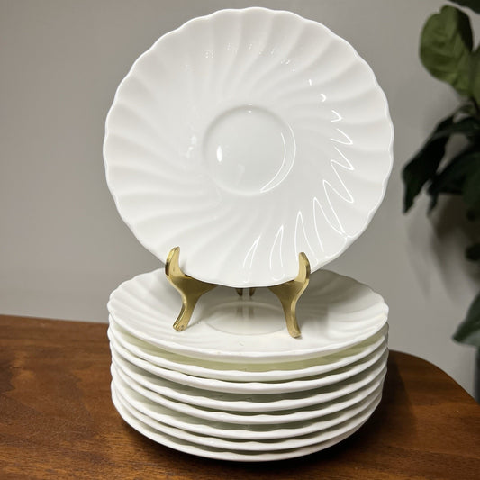 Wedgwood Bone China Candlelight Saucer 6” Plate Swirl Scalloped White Classic