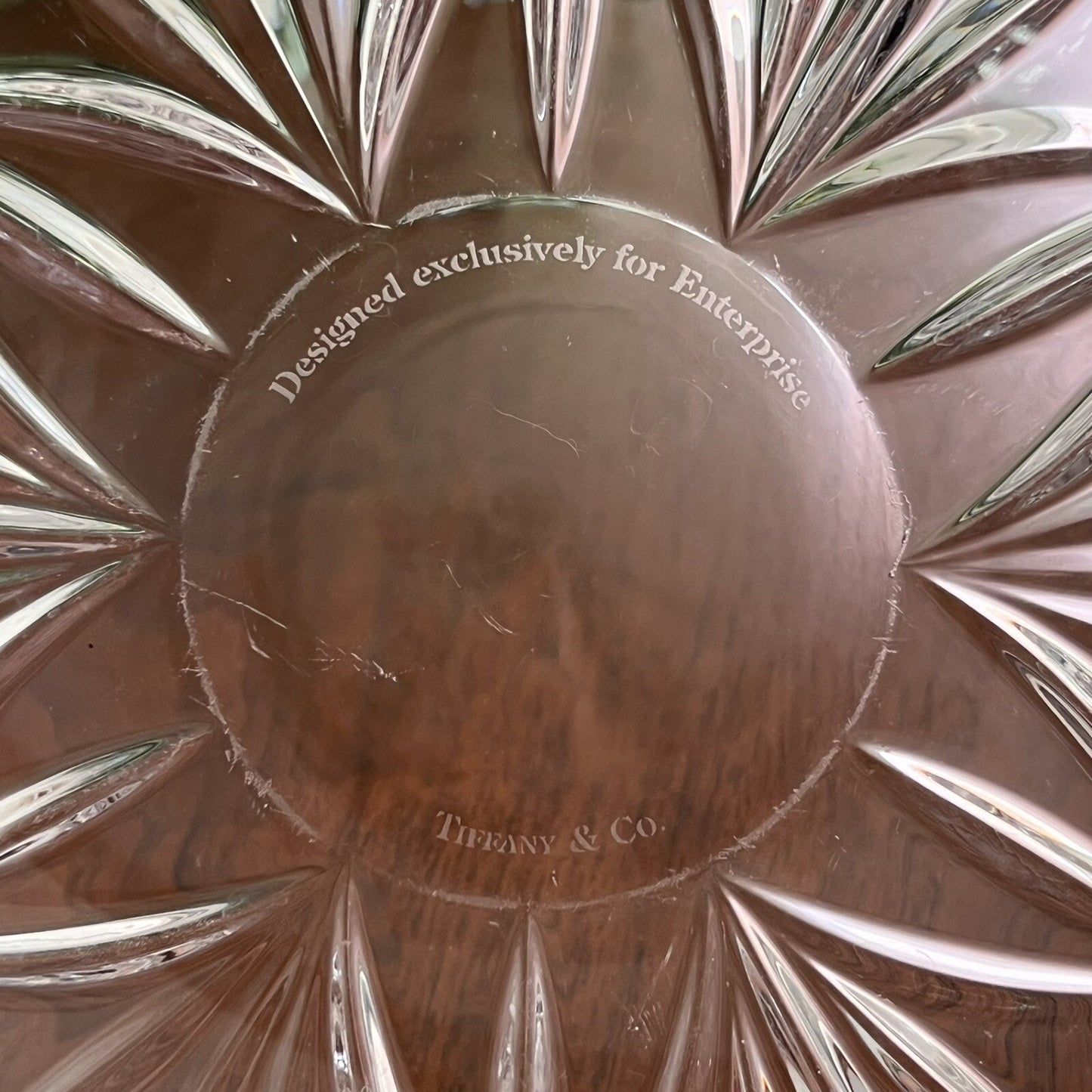 Tiffany & Co. Crystal Glass Serving Bowl Designed Exclusively for Enterprise 8”