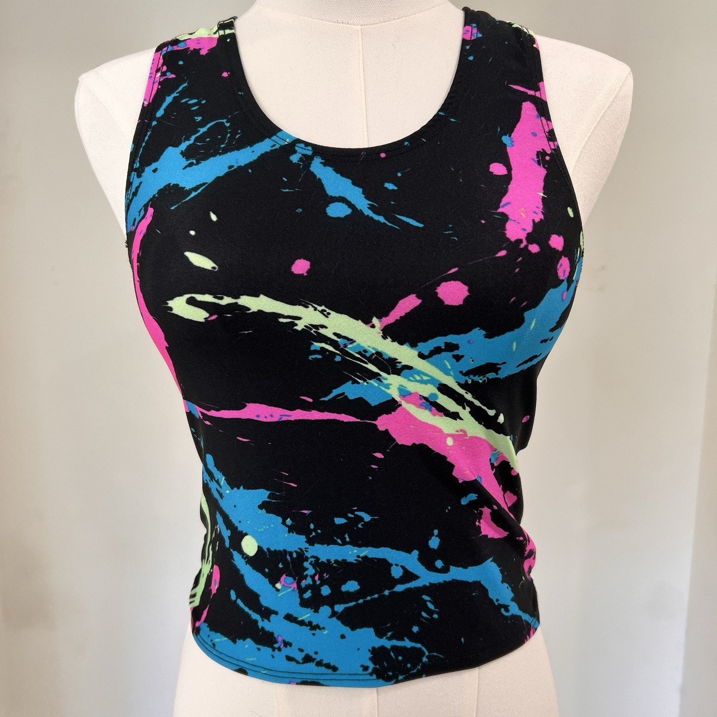 Vintage Serac Tank Top 80s Neon Paint Splatter New Wave Retro Club Kid Vaporwave