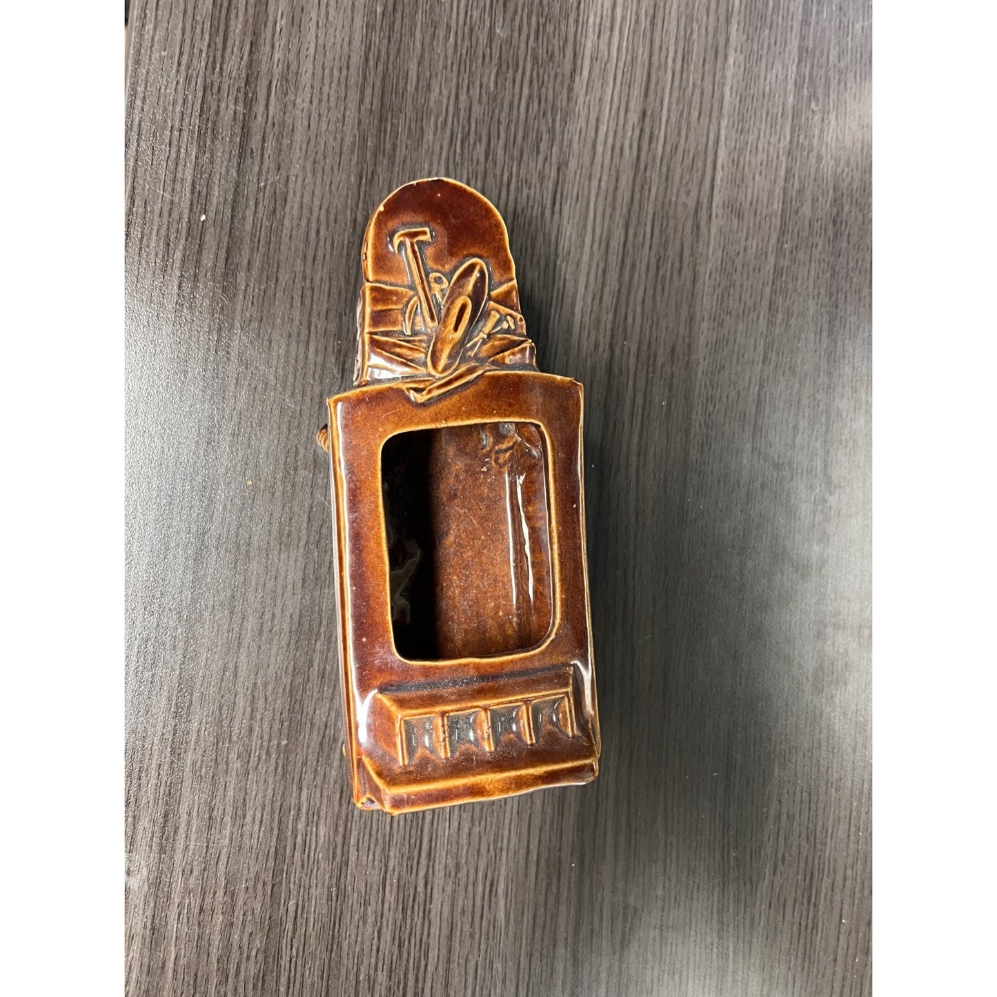 Vintage Nelson McCoy Pottery Brown Cobbler's Work Bench Planter 8 .5" x 3.5" MCM