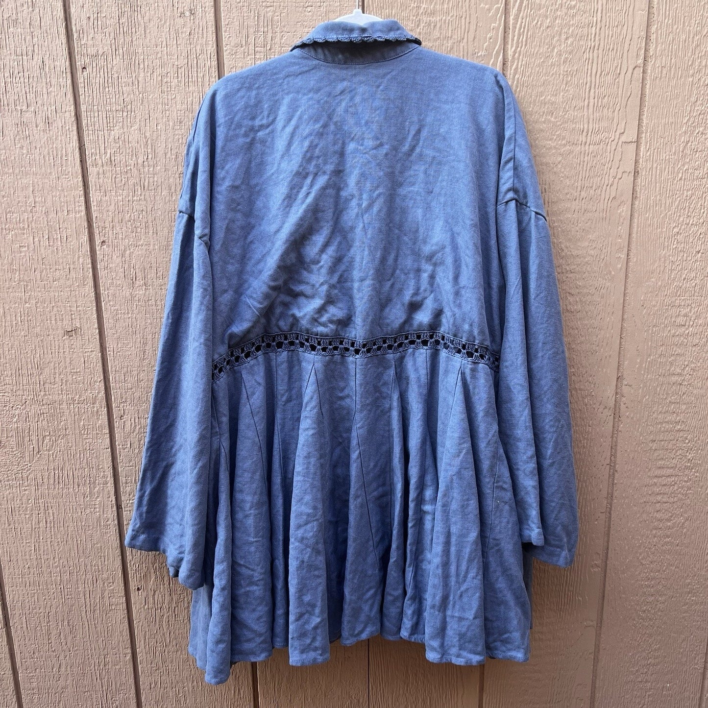 NWT Free People (L) Linen Blend Mini Dress Oversized Shirt Flowy Boho Hippie
