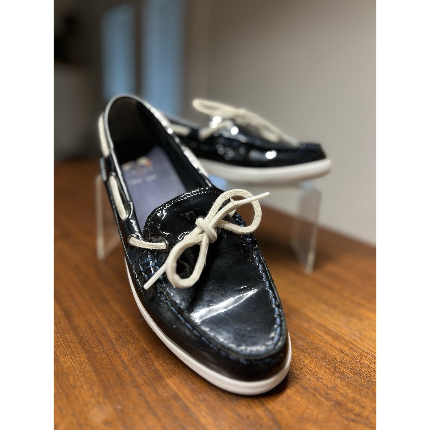 Cole Haan 1928 Women’s Patent Navy Slip On Boat Shoes Size 7B