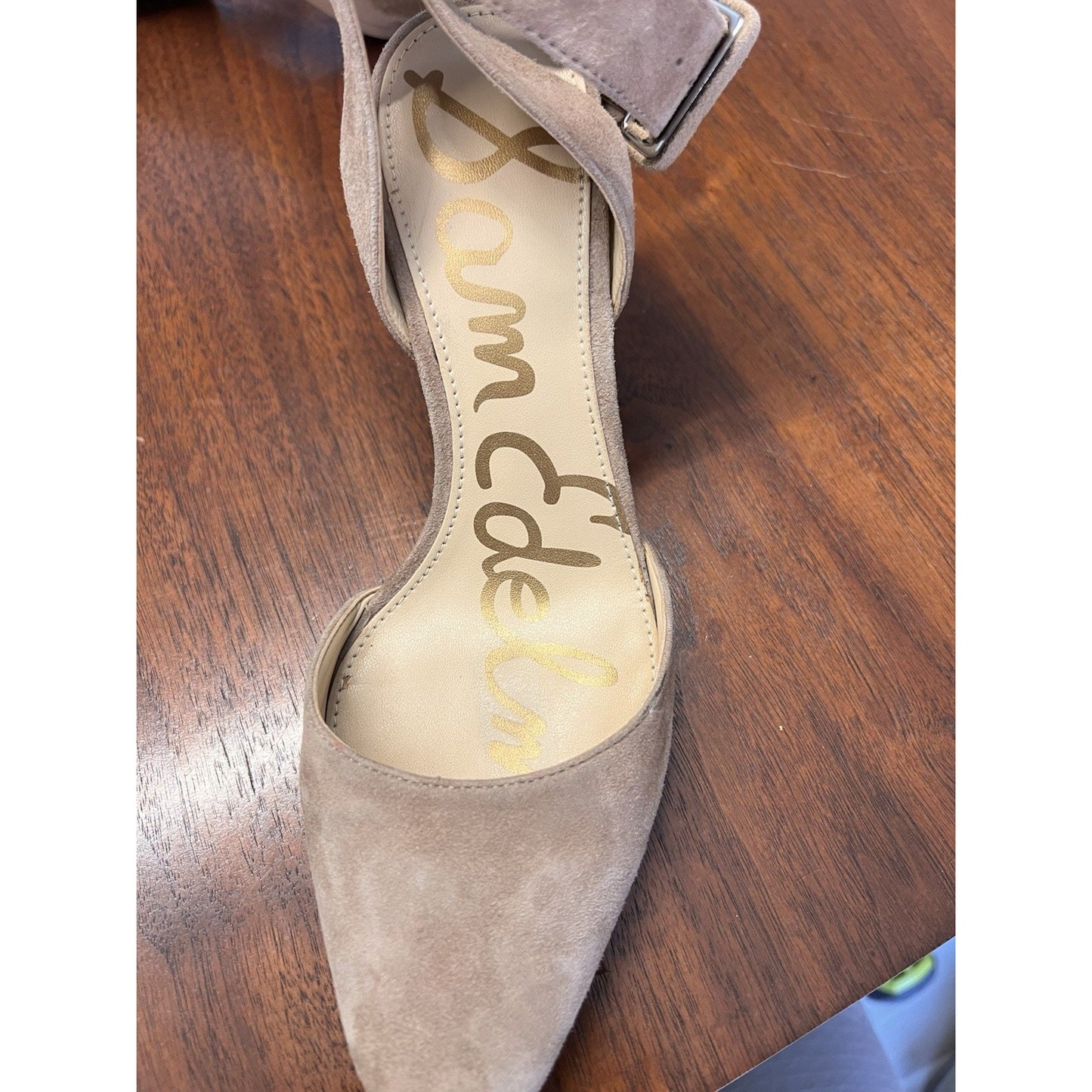 Sam Edelman Okala Ankle Strap Pump Women's 6 Tan Buckle Leather Pointed Toe