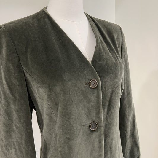 Vintage Bally Switzerland Longline Blazer Jacket Women 6 Collarless Minimalist