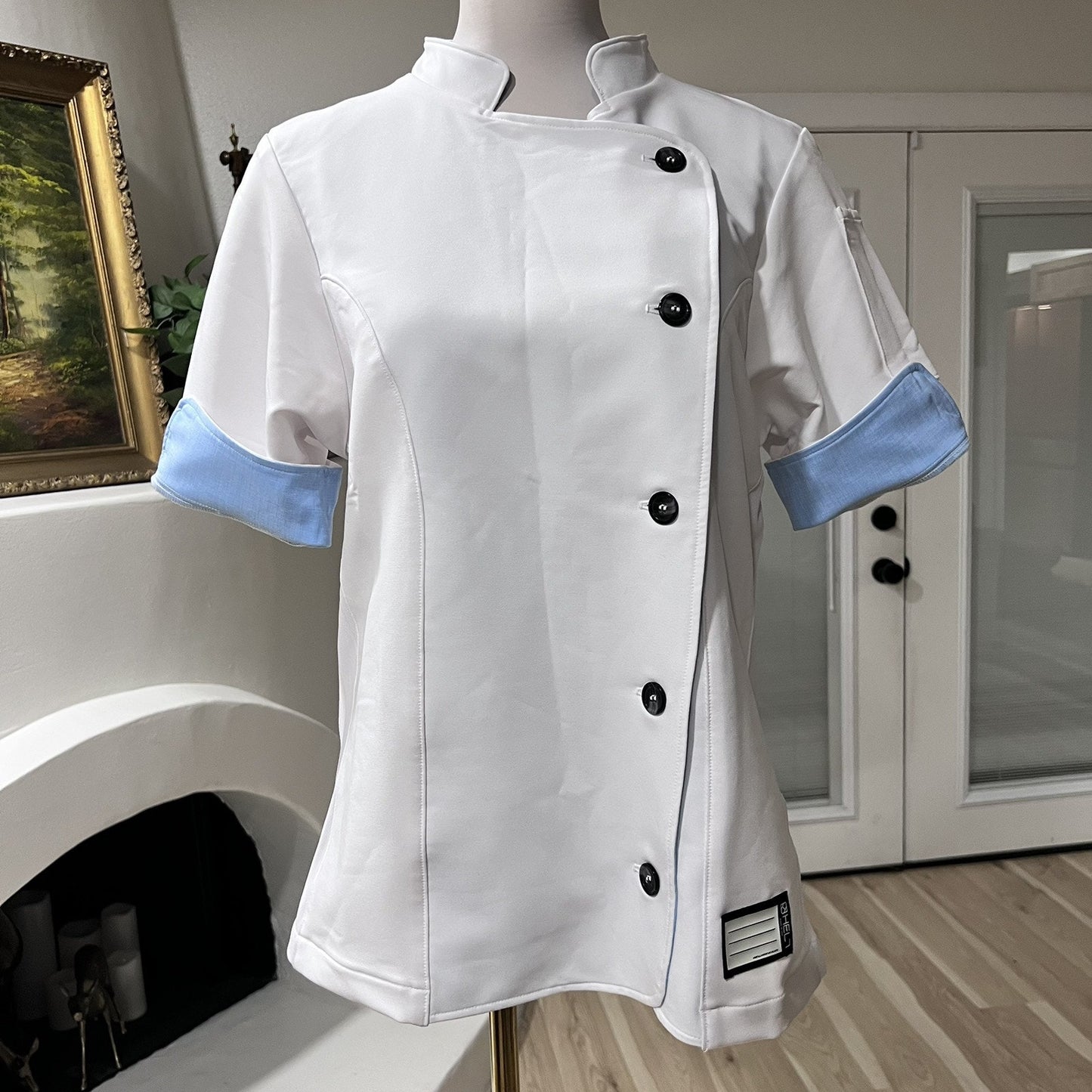 NWT Helt Studios Lg Stephany Crewtech Short Sleeve Chef Coat White Women Uniform