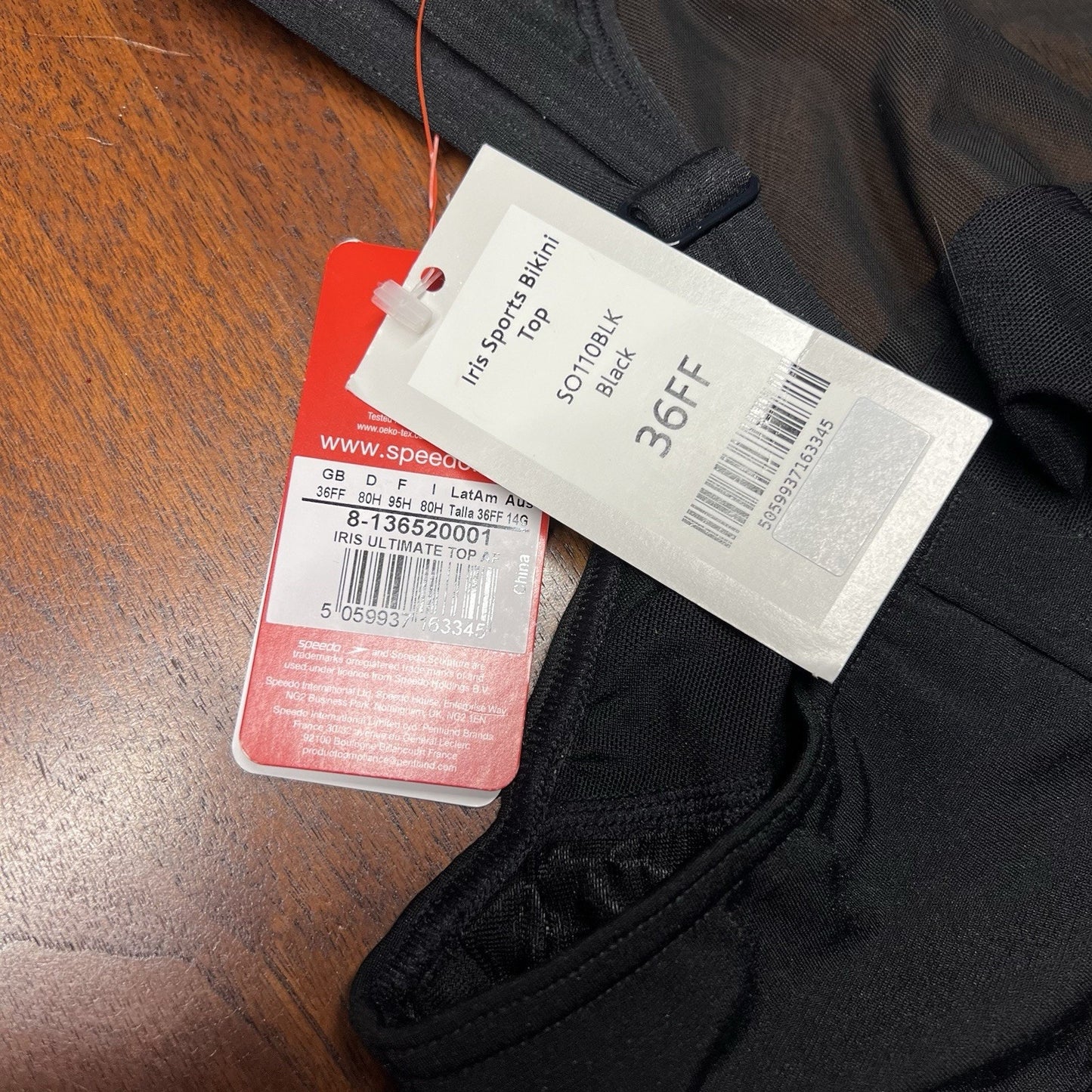 NWT Bravissimo Speedo Bikini Top 36FF Full Coverage Wire Adjustable Plus Size