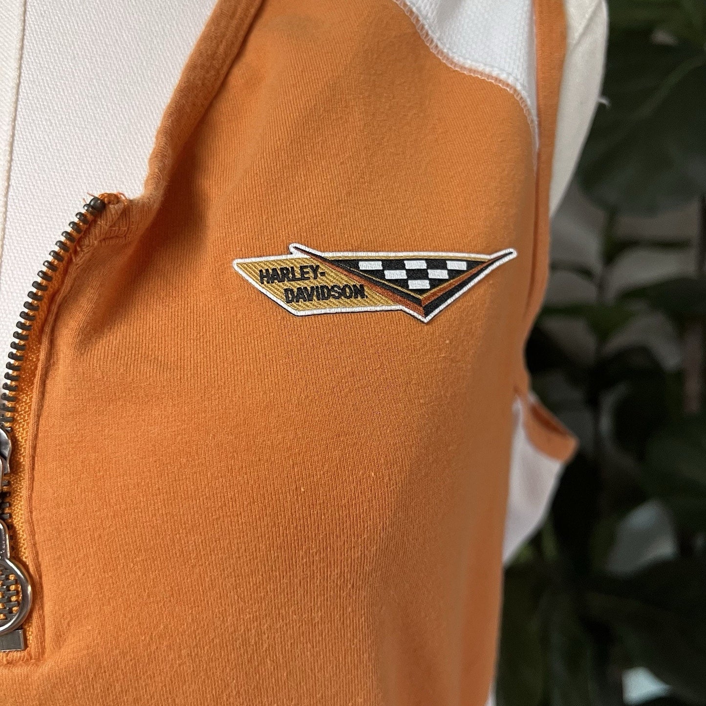 Vintage Harley Davidson XL Women’s 1/4 Zip Sleeveless Shirt Tank Top w Patch