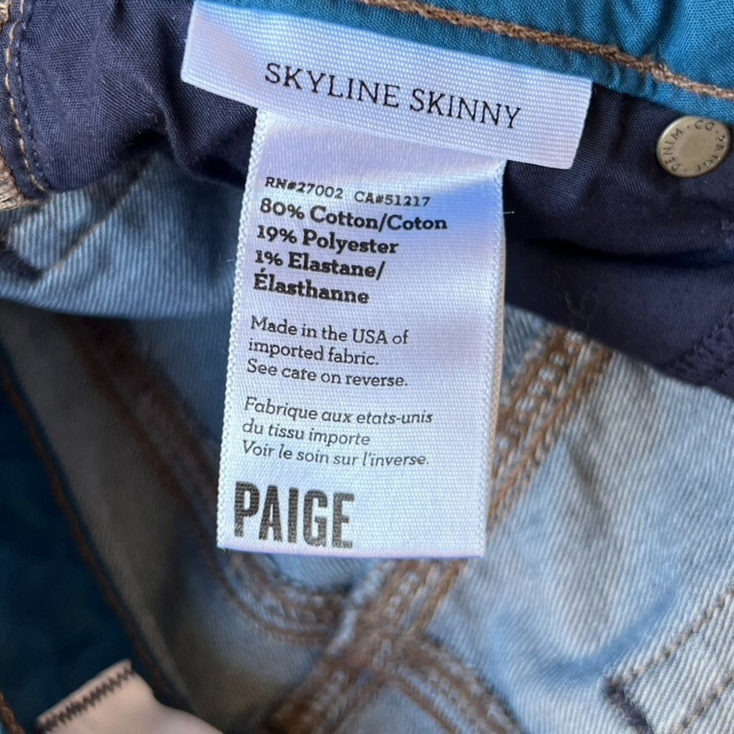 Paige "Jenna" Skyline Skinny Jeans Size 27 Dark Wash Denim Stretch Ankle
