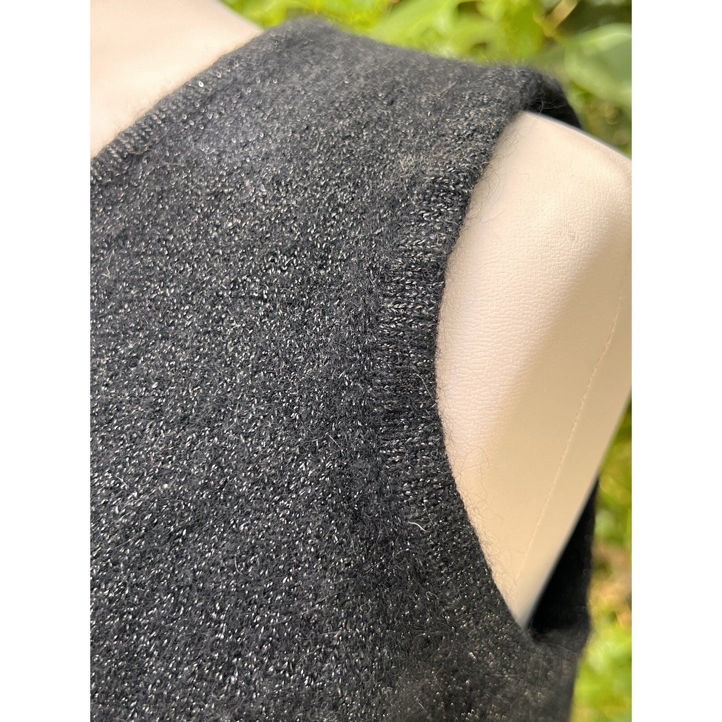 Luisa Spagnoli Perugia Italian Designer Sleeveless Top Black Wool Metallic Gold