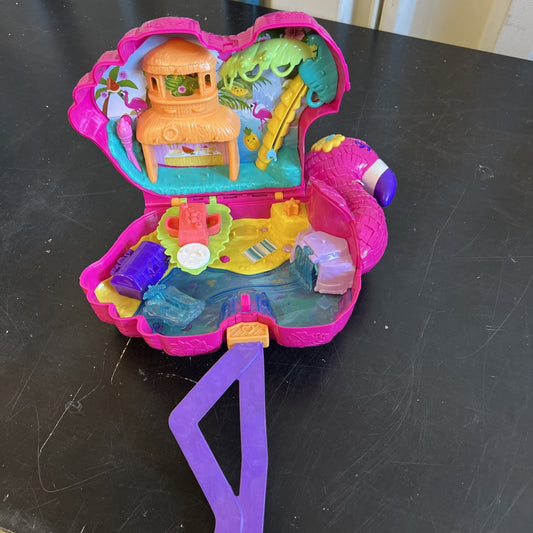 Polly Pocket Pink Flamingo Party Playset Large Compact Incomplete 2021 Mattel
