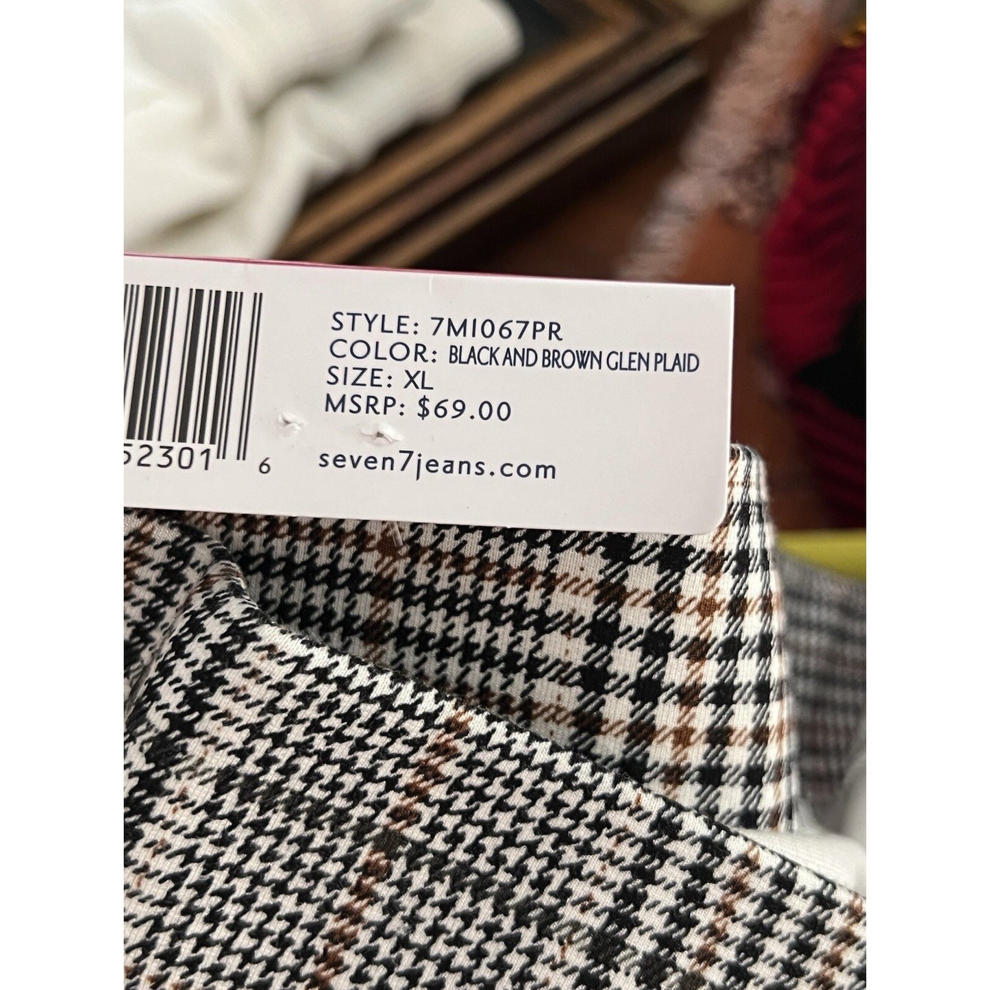 NWT Seven7 XL Pull On Ponte Skinny Legging Plaid Stretch High Rise Academia