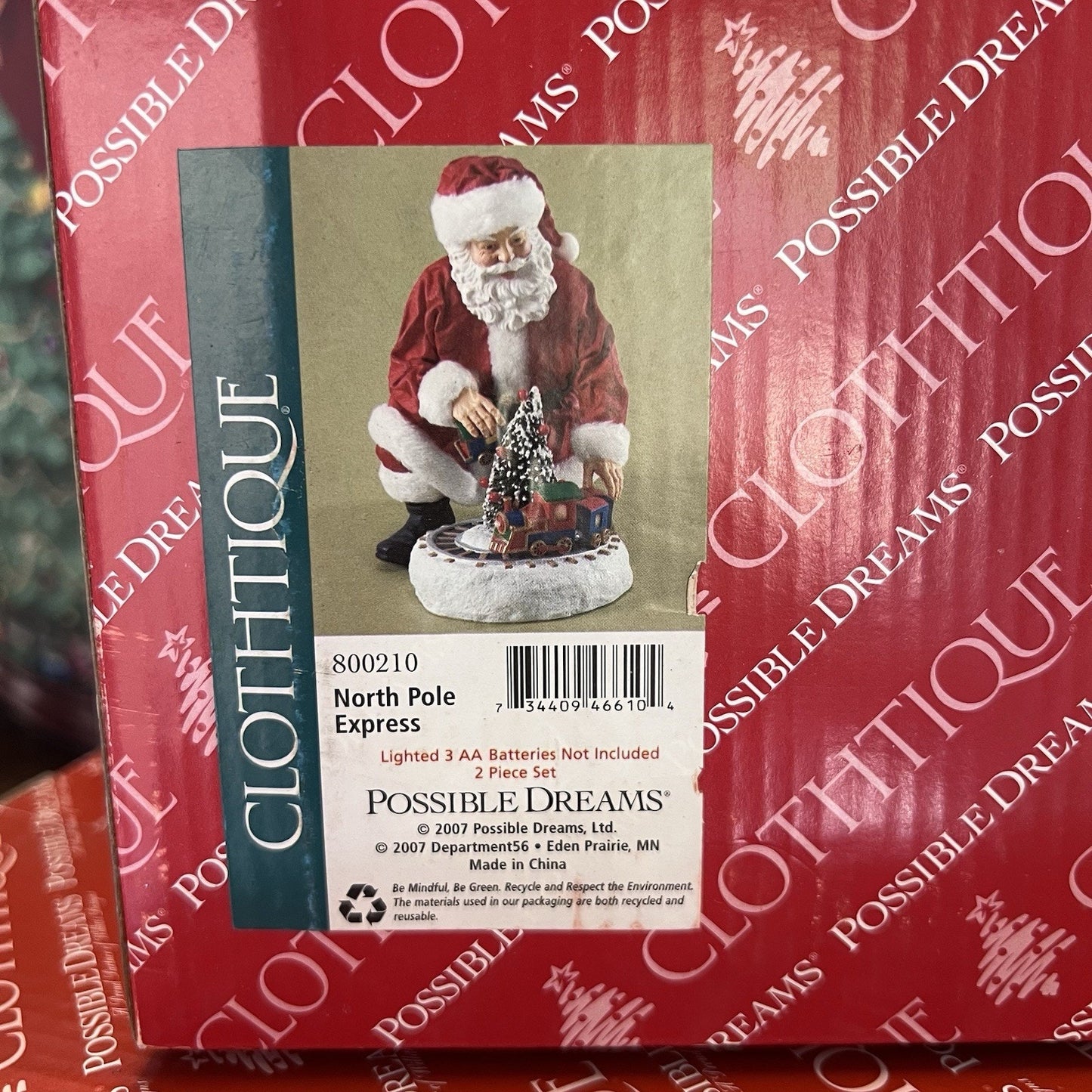 Dept 56 Clothtique Possible Dreams North Pole Express Santa Christmas Box 800210