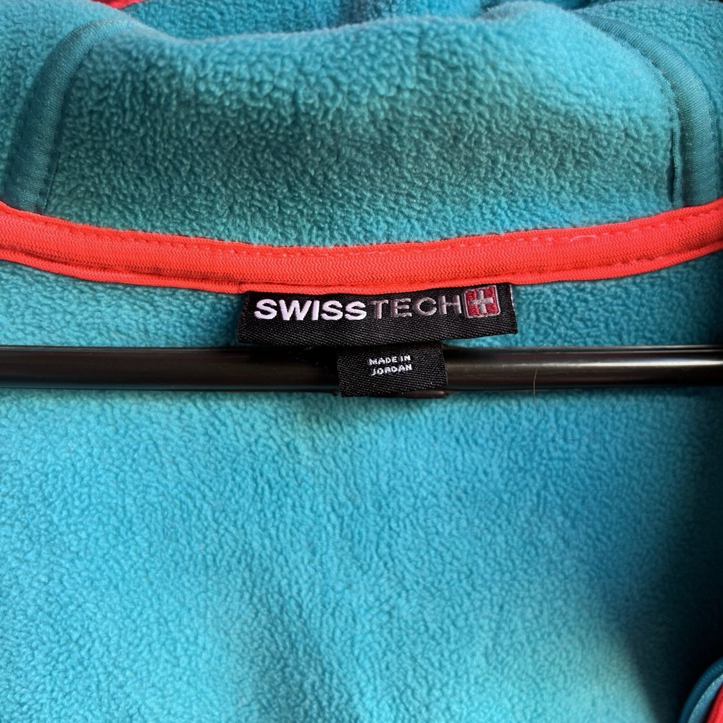 Swiss Tech Fleece Lined Women’s Coat Jacket (L) 12/14 Glow Neon Hood Full Zip