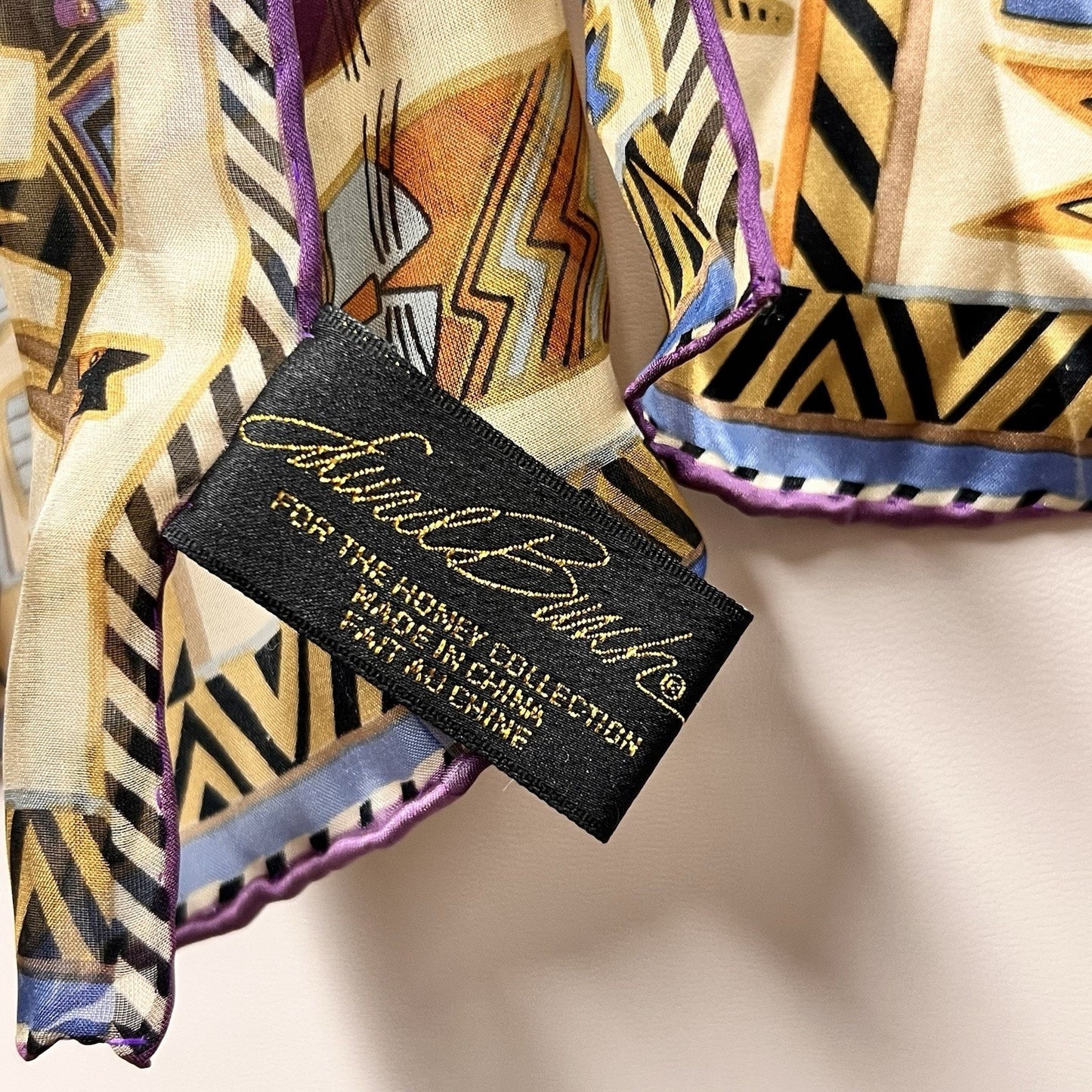 Laurel Burch 100% Silk Scarf Egyptian Cats Honey Collection 10x52 Rare Unique