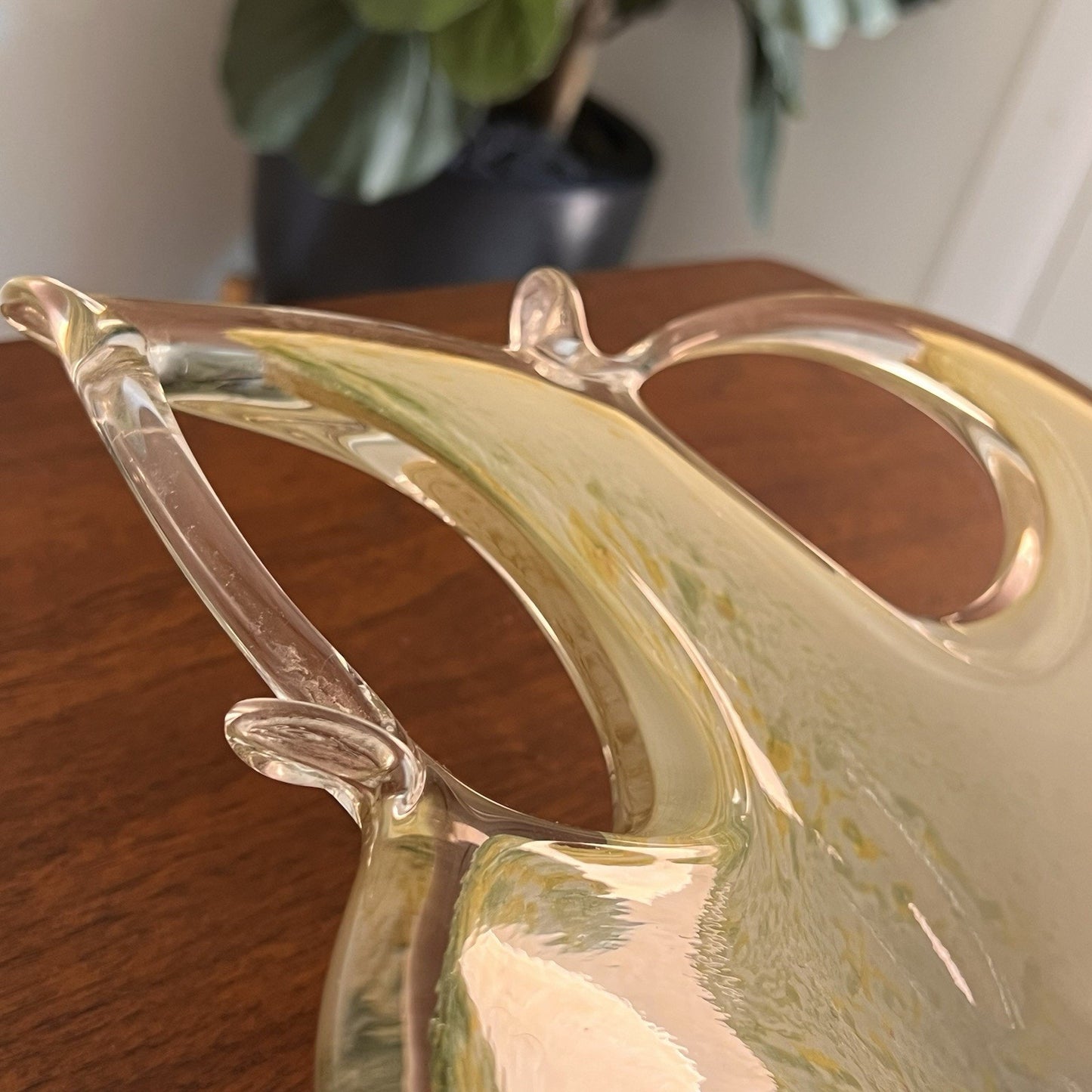 Authentic Murano Italian Blown 16” Bowl Venetian Art Deco Glass Designer