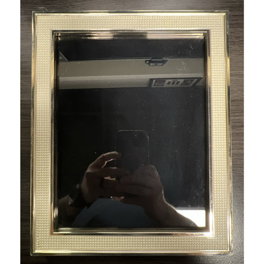 Lenox Gold & White Pearl Picture Frame 12” x 9.5” Outer 9.5” x 7.33” Inner