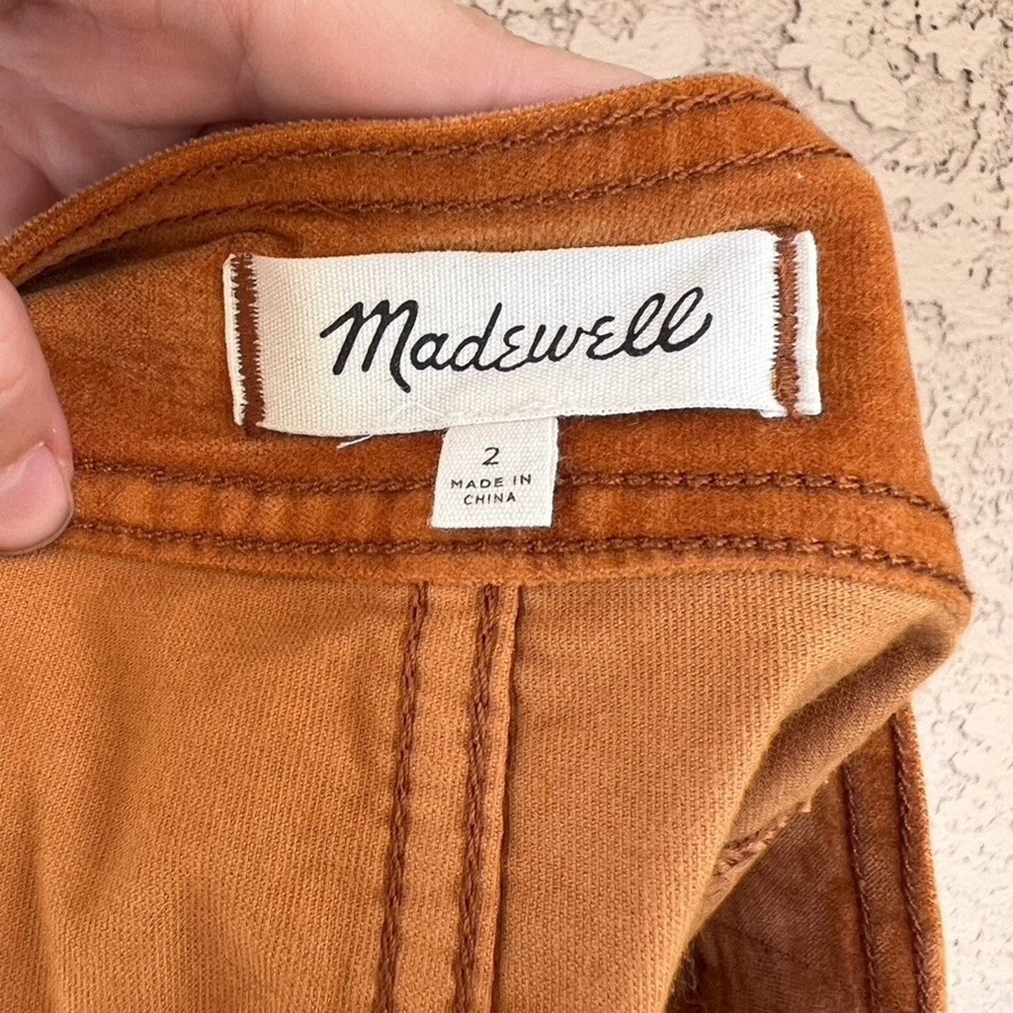 Madewell Velvet Suede A-Line Mini Skirt 25” Sz 2 Golden Brown Button Down Retro