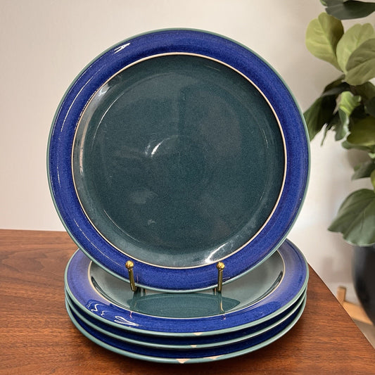 Set of 4 Denby Metz Green Blue Salad Plates 8-7/8” - Imperfections Colorblock