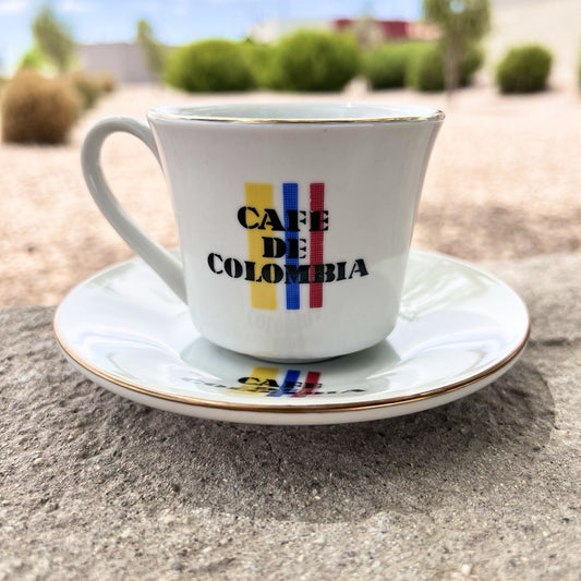 RARE Diamante Cafe De Colombia Espresso Coffee Tea Cup & Saucers Corona Royal