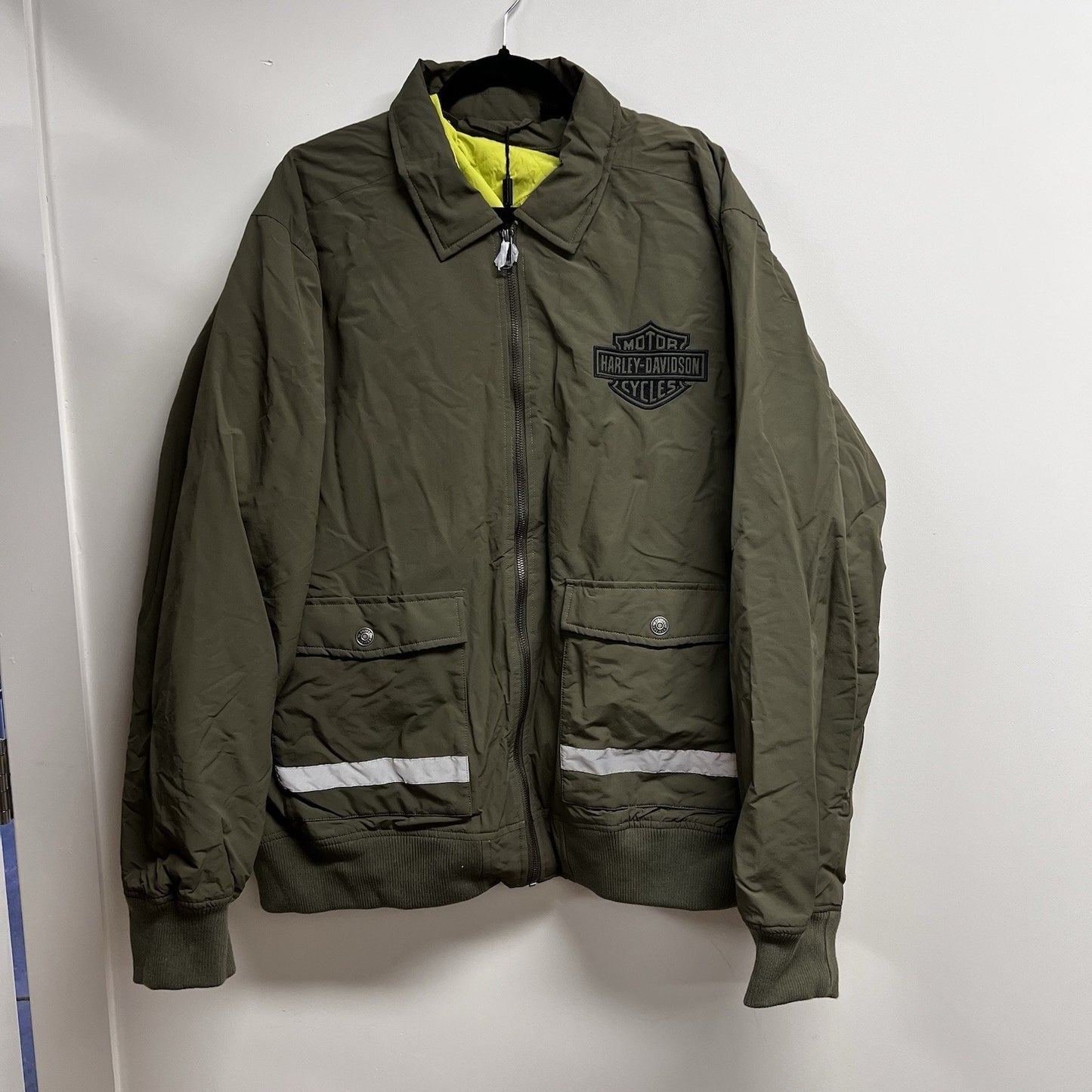 NWT Harley Davidson 2XL Garage Jacket Coat Removable Vest Green Reflective
