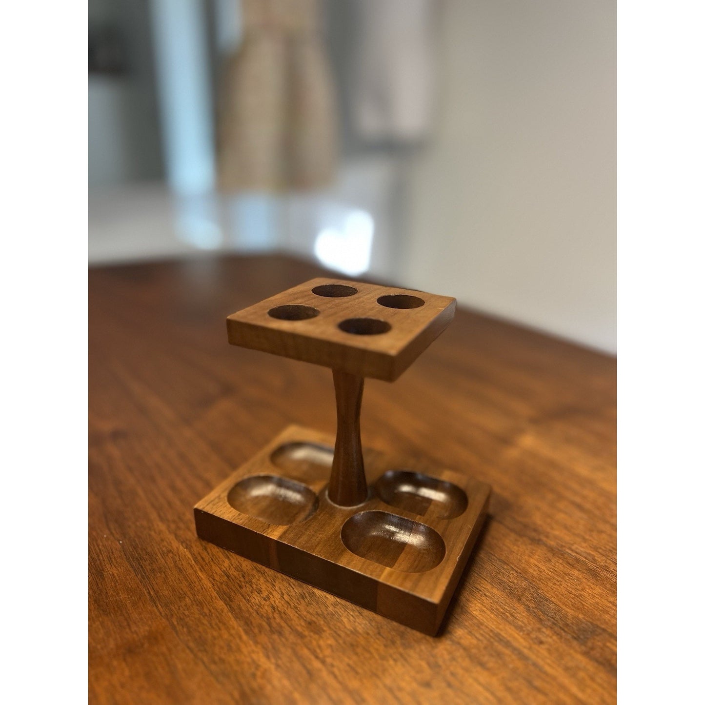 Vintage DI Alpen Solid Walnut Four Pipe Stand