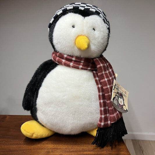 NWT 18” Vintage Hugsy Debbie Mumm Penguin Plush 1998 Christmas Book Mervyns