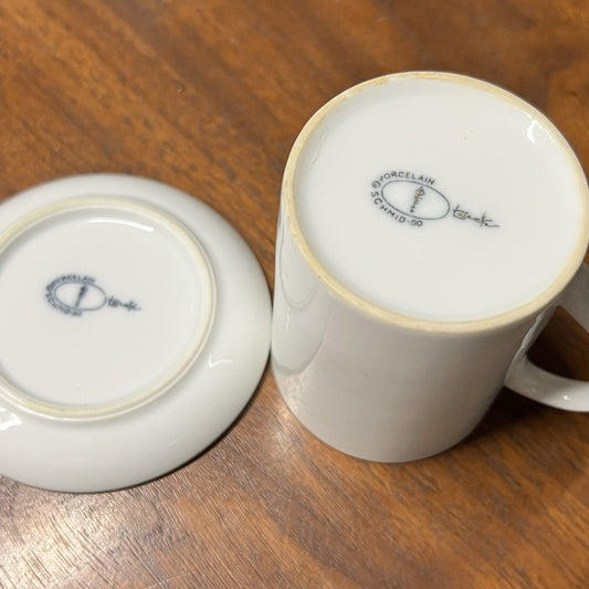 6 x Schmid LaGardo Tackett Espresso Coffee Demitasse Cups Saucers White MCM