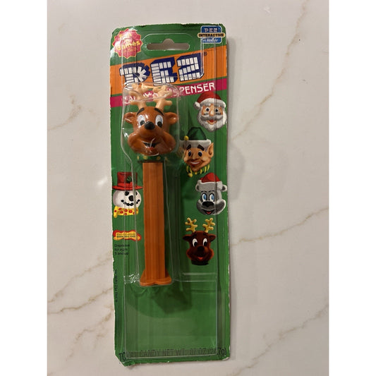 PEZ Christmas Reindeer Footed Candy Dispenser 2002 Brown - In Packaging