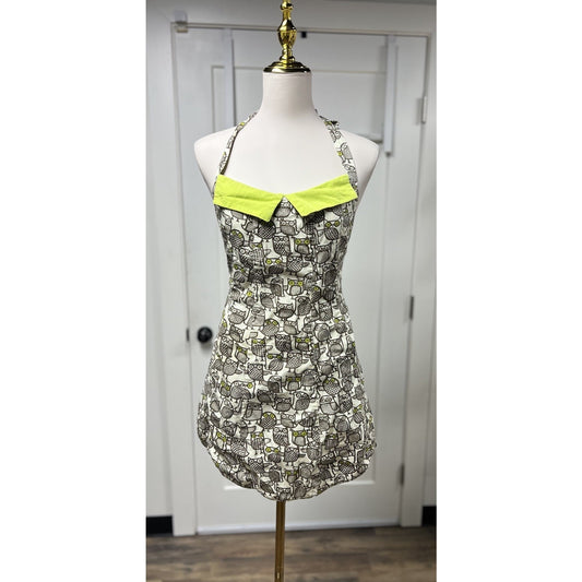 Kitsch N Glam Vintage Inspired Owl Crop Apron with Pockets