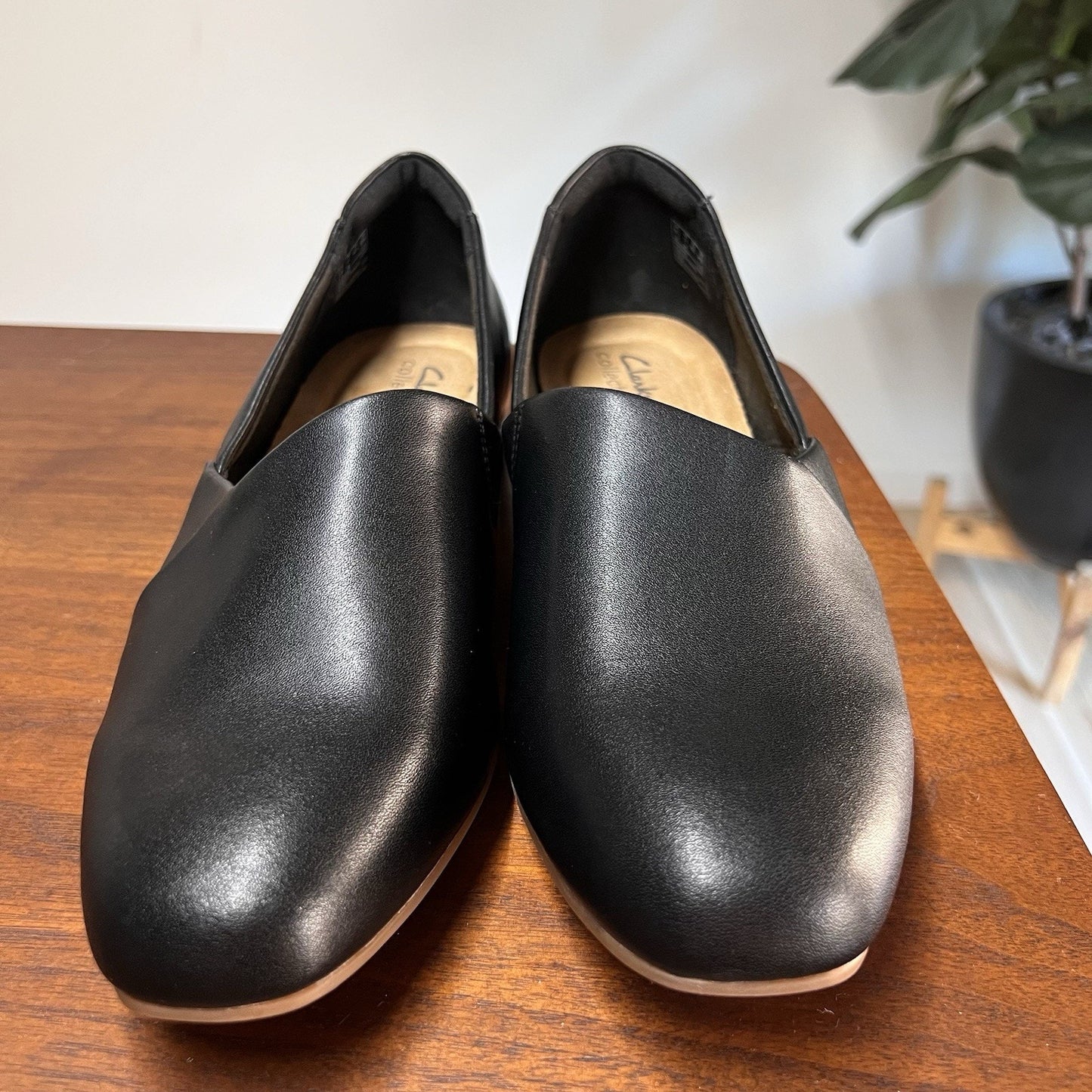 Clarks Juliet Palm Slip On Loafer 11M Black Leather Womens Shoes Comfort Ortho