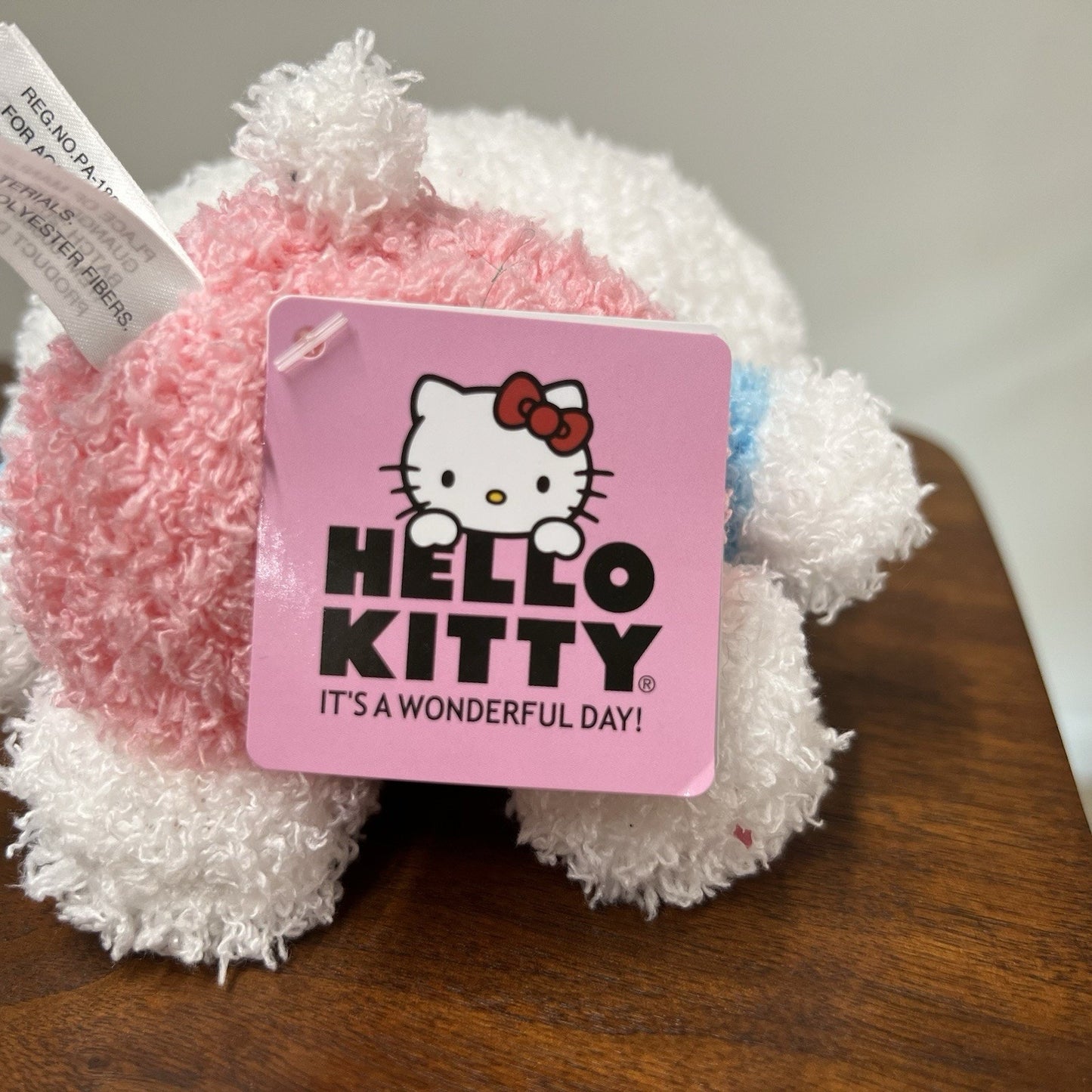 NWT Sanrio HELLO KITTY Classic Pink Overalls & Blue Shirt Red Bow Sherpa Plush