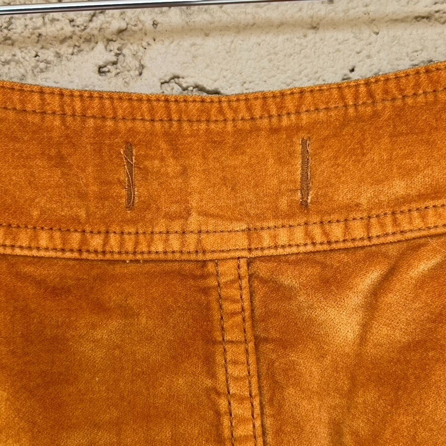 Madewell Velvet Suede A-Line Mini Skirt 25” Sz 2 Golden Brown Button Down Retro
