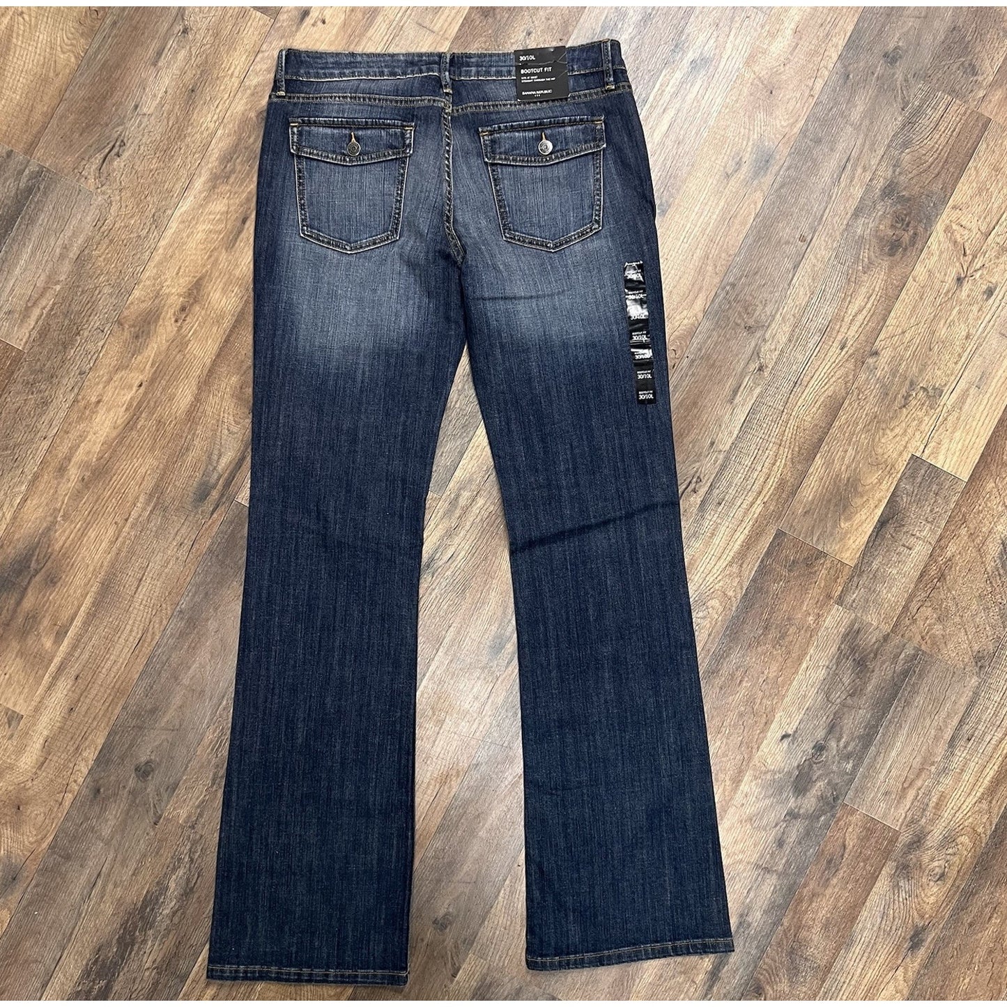 NWT Banana Republic Sz 10 Long Bootcut Jeans 30/10L Dark Low Rise Straight