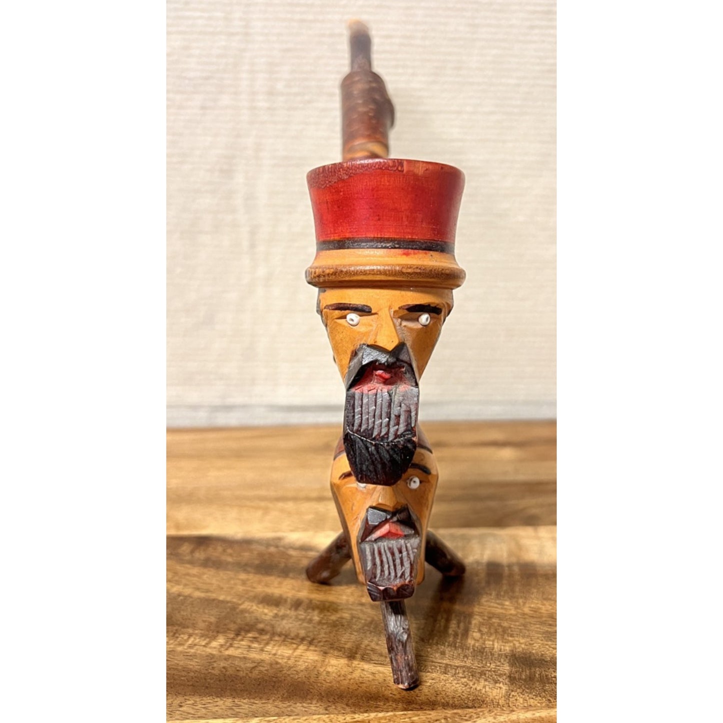 Vintage Italian Tyrolean Tobacco Pipe Hand Carved Double Figural Head