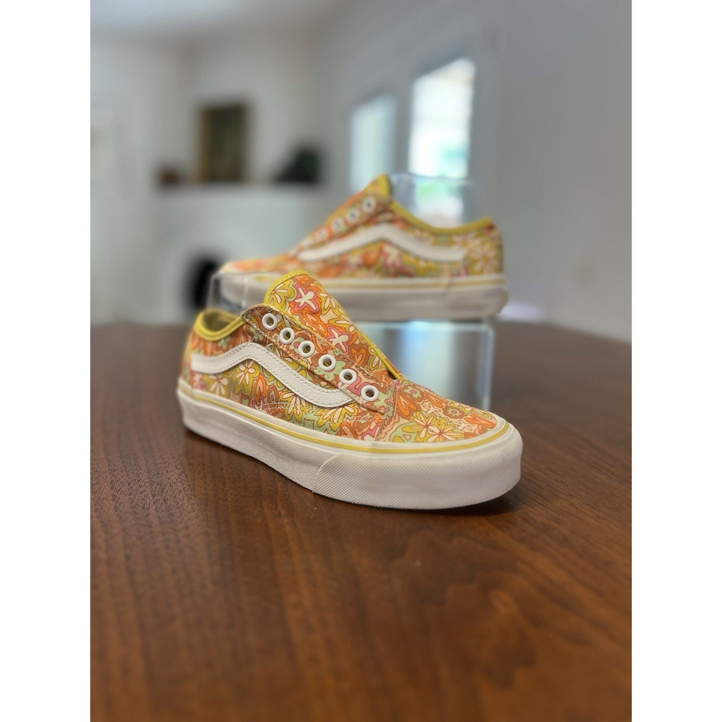 Vans Era Psychedelic Resort Passion Fruit Yellow Floral Women Skate Shoes Size 6
