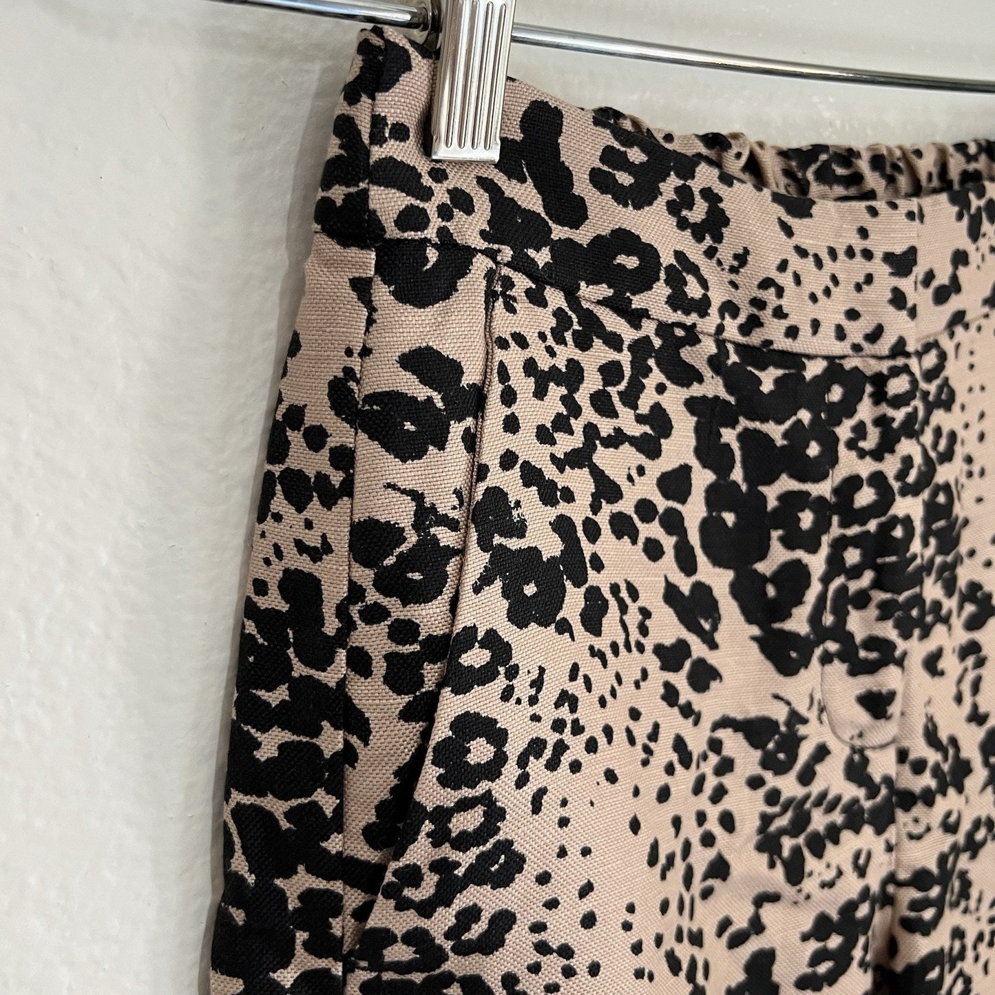 J. Crew High-Rise Peyton Pant XS 26” Leopard Print Linen Blend Crop Wide Leg