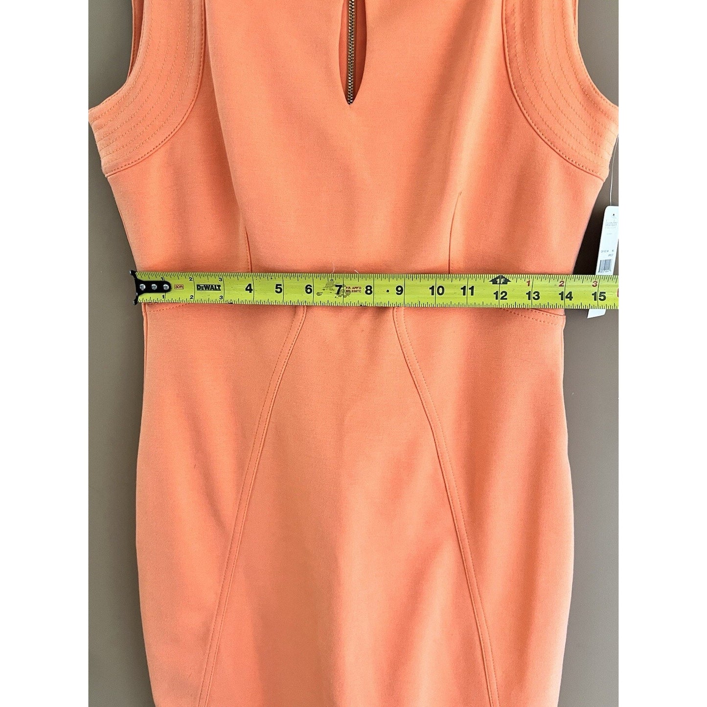 NWT Sz 8 Laundry by Shelli Segal Sleeveless Apricot Orange Bodycon Keyhole Neck