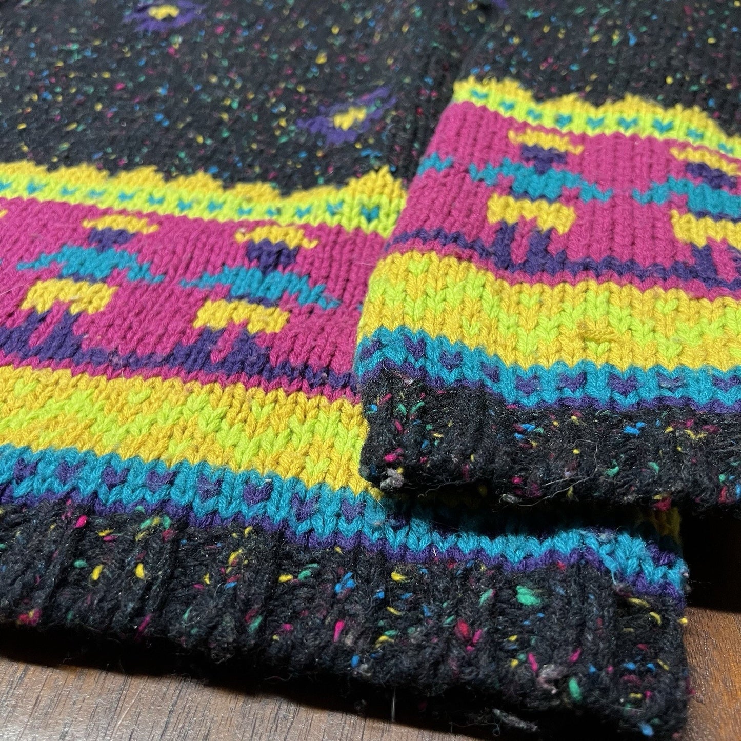 Forenza Fair Isle Wool Blend Chunky Knit Sweater Folk Nordic Retro Maximalist