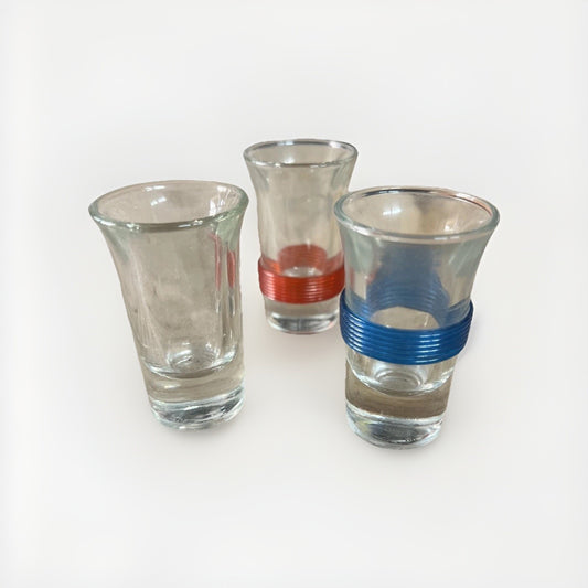 Vintage Mid Century Modern Shot Glasses - 2 Colors and One Clear to Choose From