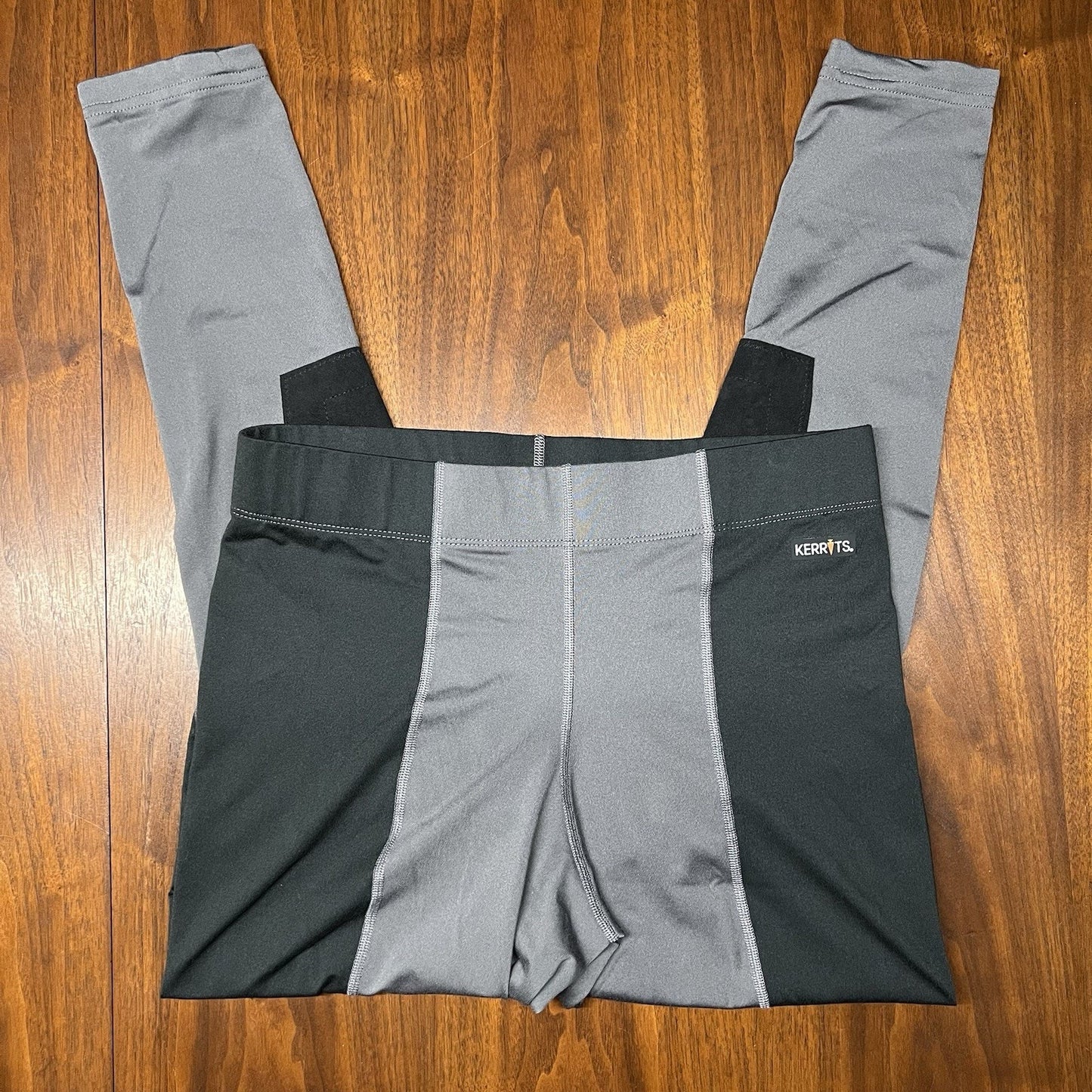 Kerrits Knee Patch Pull On Riding Tights XL Black Grey