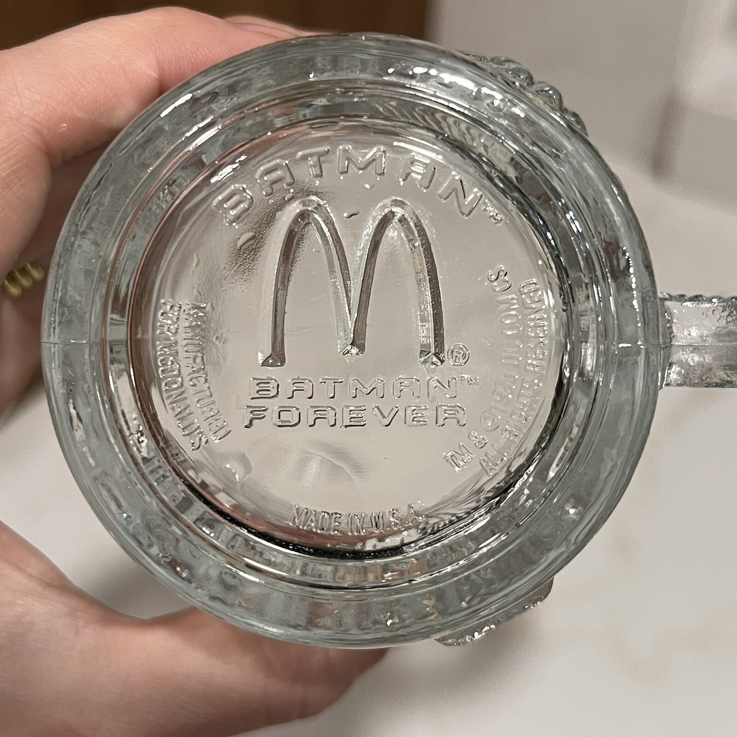 1995 Batman Forever Batman McDonalds Glass Mug Cup DC Comics Vintage 3D
