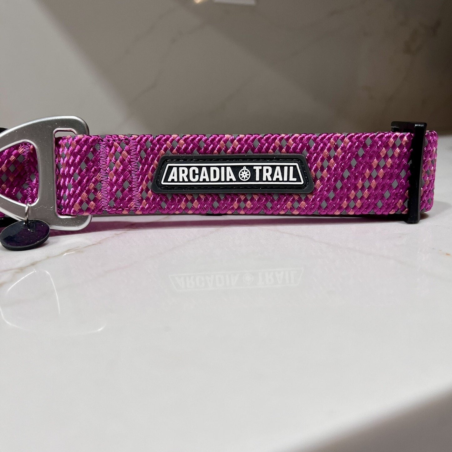 NEW Reflective XL Paracord 20-28” Pink Purple Dog Rope Collar Arcadia Trail