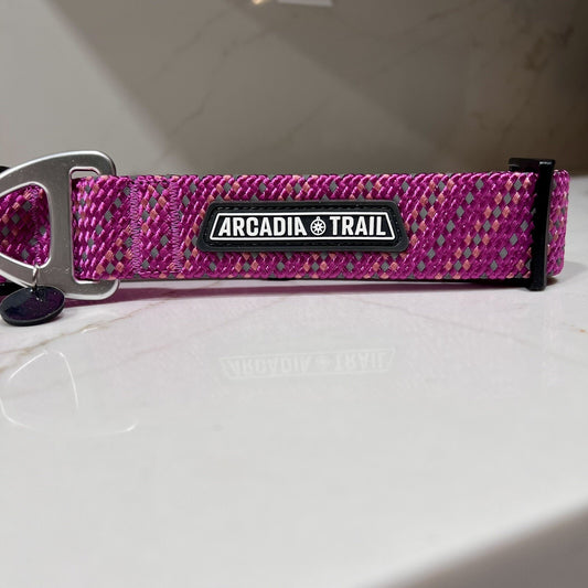 NEW Reflective XL Paracord 20-28” Pink Purple Dog Rope Collar Arcadia Trail