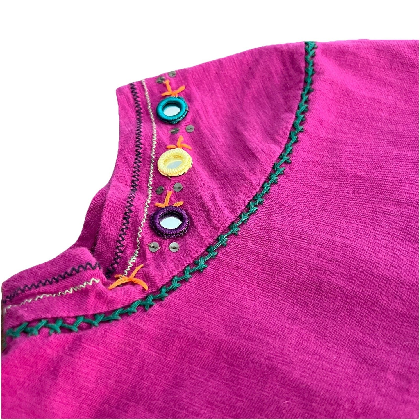 Double D Ranch (L) Purple Embroidered Bling Cross Short Sleeve Shirt Western