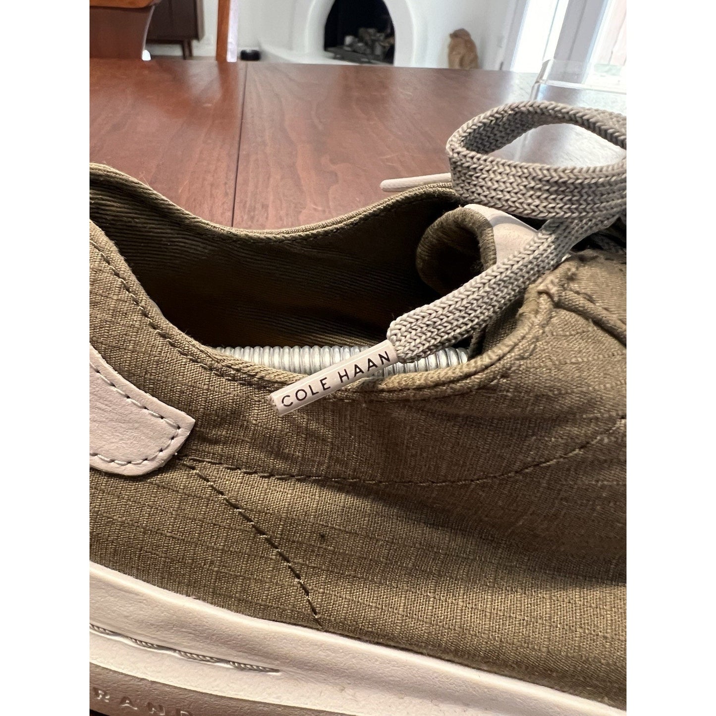 Cole Haan Grandpro Rally Shoes Grey Canvas Court Sneakers Mens US Size 8.5