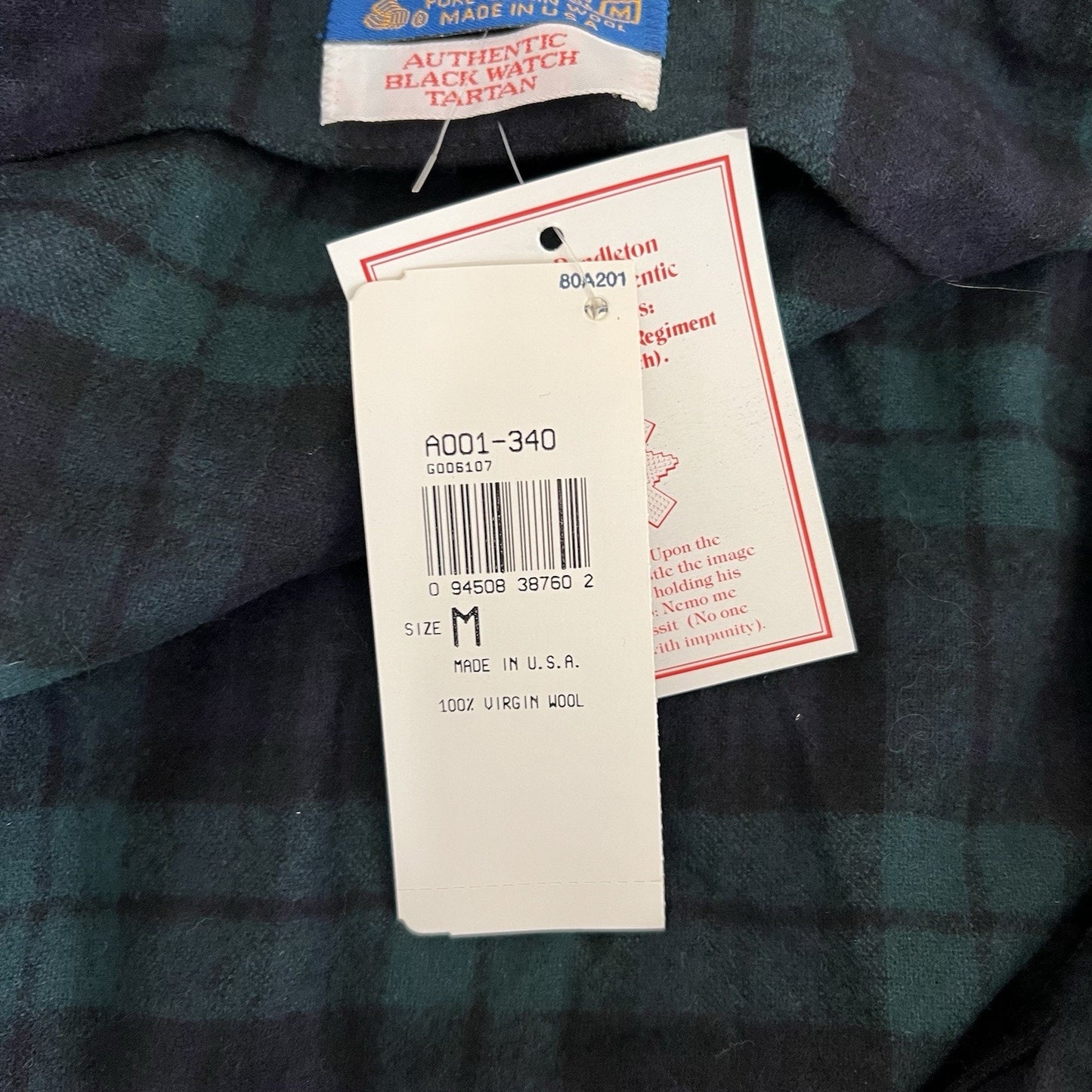1970s NWT Pendleton Black Watch Tartan Wool Robe Men’s (M) Plaid READ