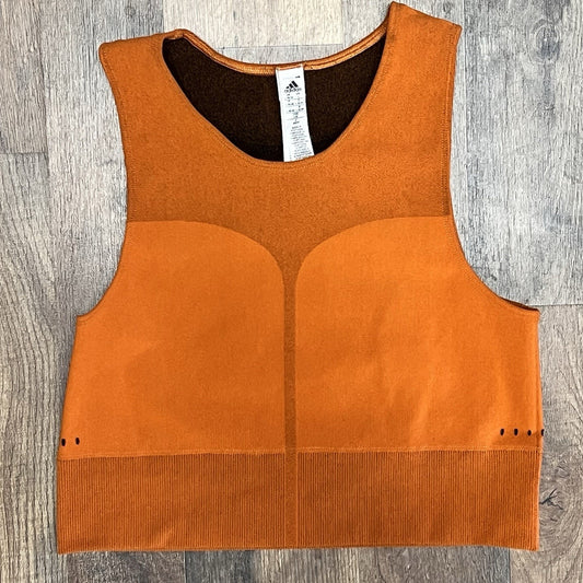 NWOT Adidas Warp Knit Crop Training Tank Top Women (L) Orange Seamless Vented