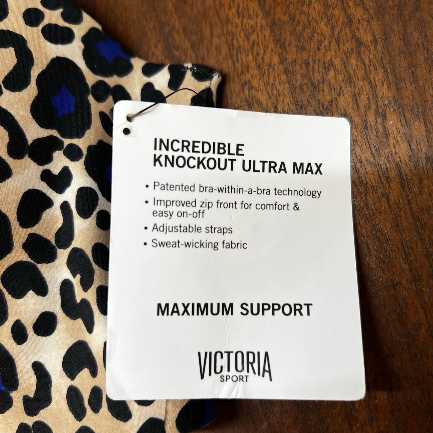 NWT Victoria Sport 34B Incredible Knockout Ultra Max Support Front Zip Leopard